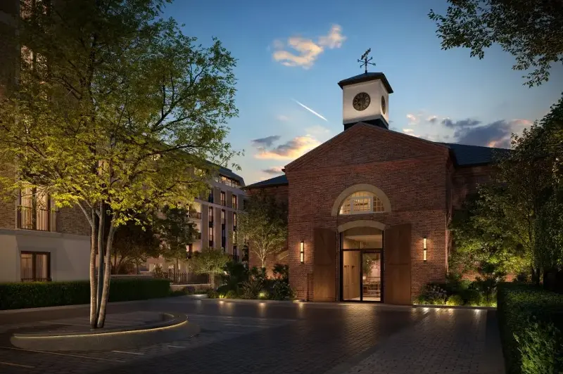 A rendering of the exterior of the Riding Club at St. John’s Wood Square.