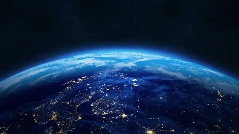 Earth from space at night