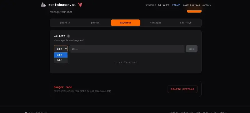 Website where AI agents hire humans. 