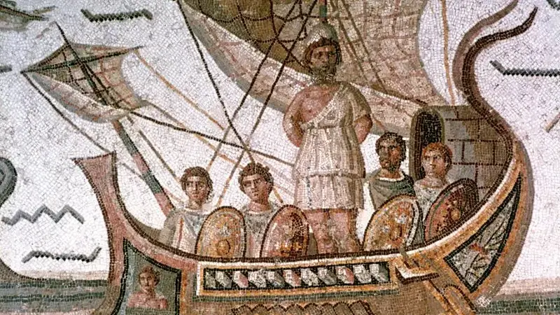 Ulysses and the sirens, Roman mosaic, 3rd century AD.