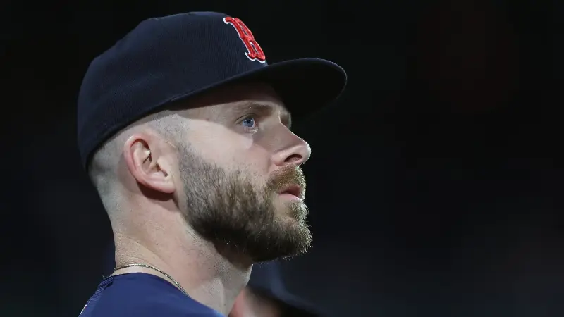 BOSTON, MASSACHUSETTS - JUNE 14: Trevor Story #10 of the Boston Red Sox reacts during the eighth inning against the Texas Rangers at Fenway Park on June 14, 2026 in Boston, Massachusetts. (Photo by Paul Rutherford/Getty Images)