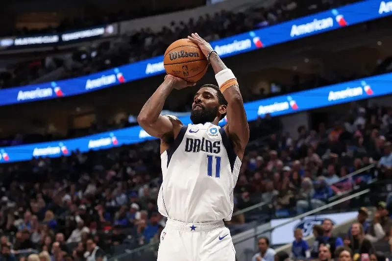 Kyrie Irving #11 of the Dallas Mavericks takes a three point shot against the Atlanta Hawks during a preseason game at American Airlines Center on October 16, 2026 in Dallas, Texas. NOTE TO USER: User expressly acknowledges and agrees that, by downloading and or using this photograph, User is consenting to the terms and conditions of the GettyImages License Agreement. (Photo by Stacy Revere/Getty Images)