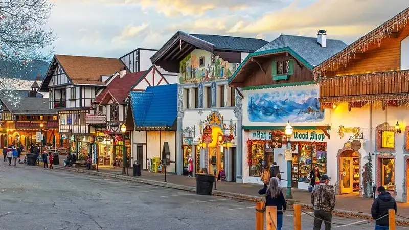 German storefronts in Leavenworth in Washington States