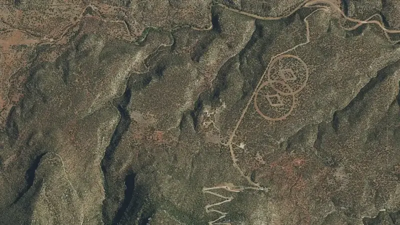 Symbols in New Mexico above a Scientology vault
