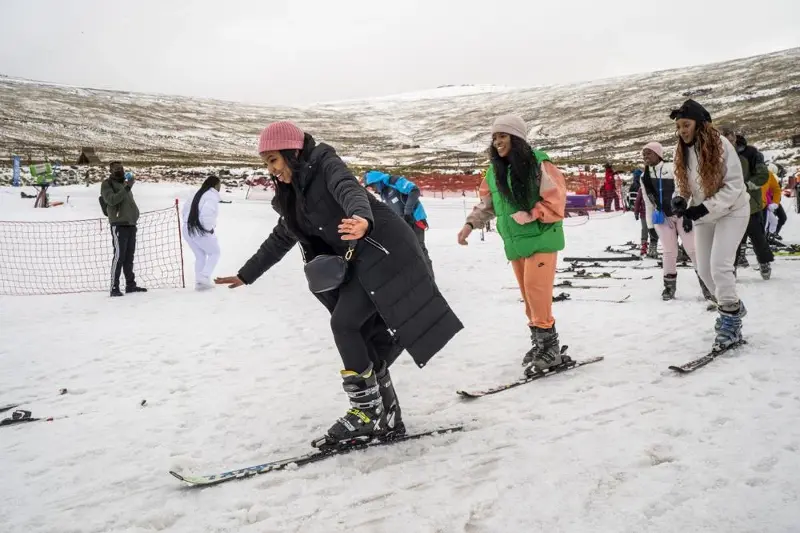 Tourists enjoy practicing skiing in Lesotho. Photo: AP