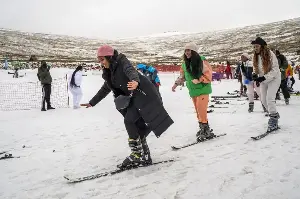 Skiers flock to... the African country.