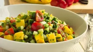 Fresh Mango Salad With Tangy Lime Dressing And Mild Chilli For Vibrant Summer Flavours