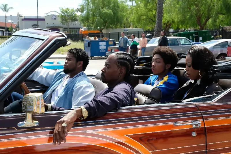 FX’s The Drop: A Snowfall Saga — “The Big Push” — Season 1, Episode 4 — Pictured: (l-r) Isaiah John as Leon Simmons, Aaron Andre Frazier as Gangsta Link, Asante Blackk as Lamar Kinsey, Gail Bean as Wanda Bell.