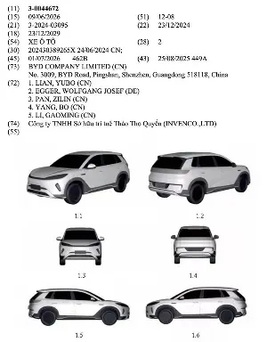 BYD Sealion 05 electric vehicle registered for design in Vietnam.