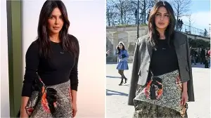 Priyanka Chopra blends romantic florals with sharp tailoring in statement Dior look at Paris Fashion Week. See pics