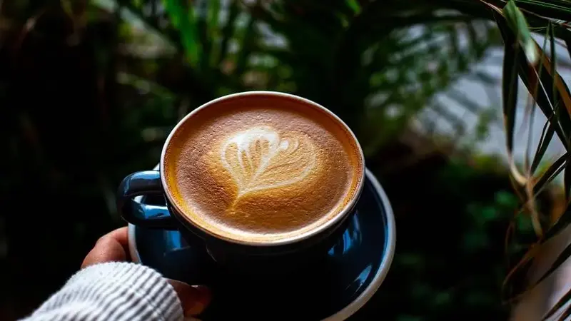 Cappuccino with latte art on top