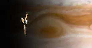 In 1979, Voyager 1 flew past Jupiter and photographed an active volcano erupting on Io, the first time volcanic activity had ever been observed on a world other than Earth, spotted by a navigation engineer checking the probe’s position