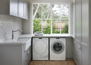 The feng shui placement of the washing machine can bring wealth and prosperity to the homeowner.