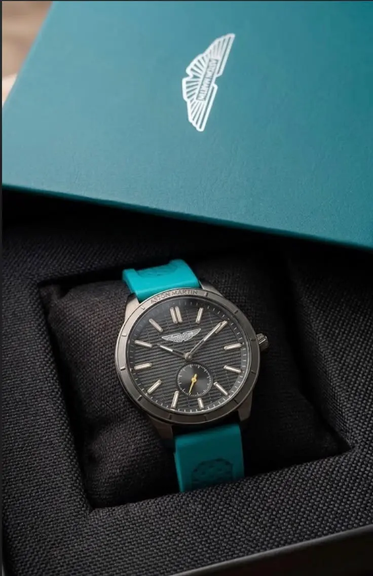 The Aston Martin watch brings a bold and sporty vibe.
