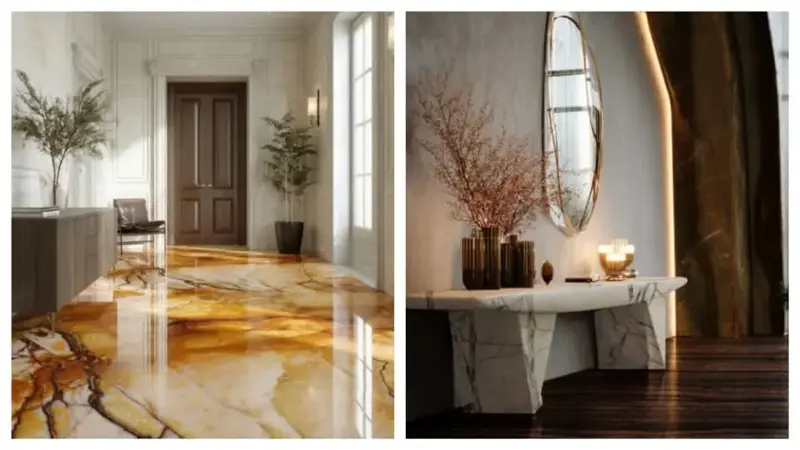 Add jewel-toned natural stones for flooring. 
