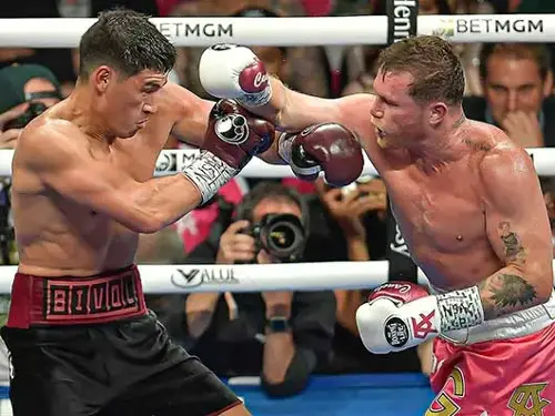 'Canelo' peleando contra Bivol. (Mexsport) 'Canelo' peleando contra Bivol. (Mexsport)