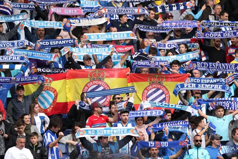 Soccer Football - La Liga Santander - Espanyol v Atletico Madrid - RCDE Stadium, Barcelona, Spain - March 1, 2020 Espanyol fans inside the stadium before the match REUTERS/Albert Gea