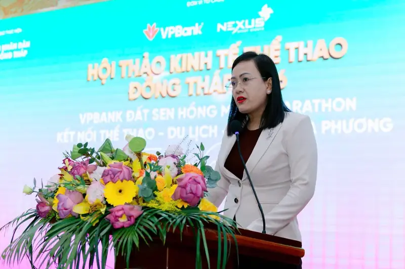 Ms. Nguyen Thi Kim Chi, Deputy Director of the Department of Culture, Sports and Tourism of Dong Thap province, speaks at the workshop. Photo: VPBank