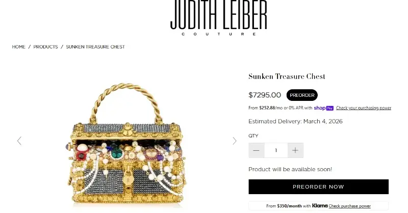 The Judith Leiber Sunken Treasure Chest bag. 