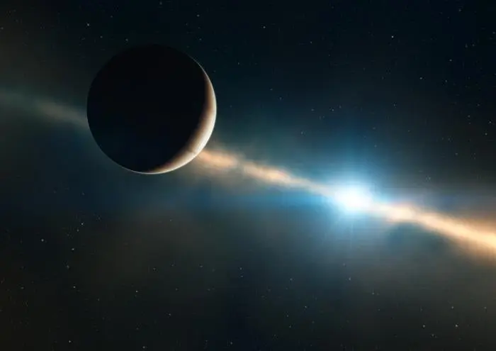 Artist’s impression shows how the planet inside the disc of Beta Pictoris may look (ESO/L. Calçada)