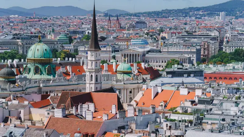 Aerial view of Hofburg complex in Vienna Austria