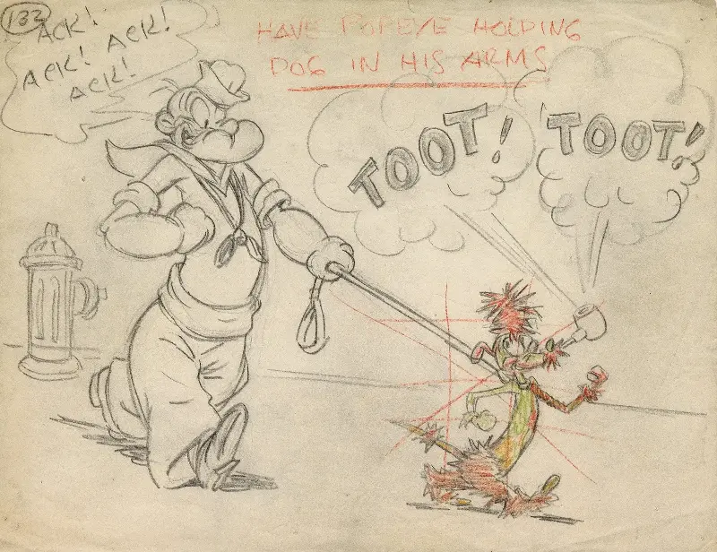 In the digital-animation age, physical animation-related objects are becoming increasingly valuable (pictured: design from 1949 animation Barking Dogs Don’t Fite) - Buzzco/Perpetual Motion Collection/Moma PS1