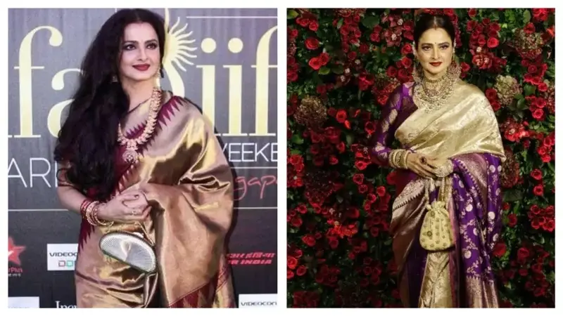 Rekha frequently wears Kanjeevaram sarees.