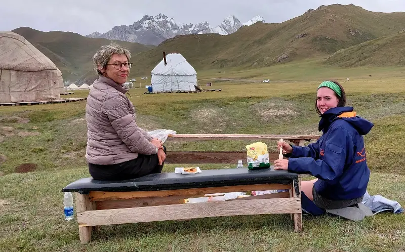 John Gimlette and his family stayed in yurts for part of their tour, which he says was ‘like sleeping in a great woolly hatbox’
