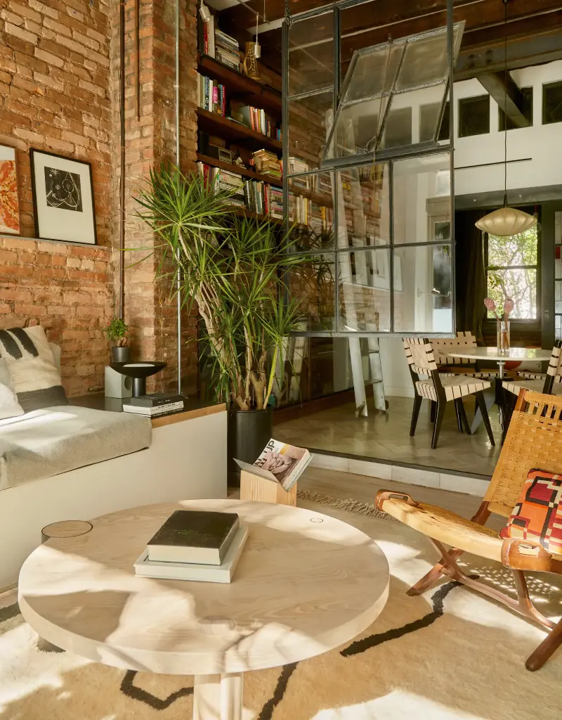 Antique collecting, as evidenced by the vintage Hans Wegner chair and the Jens Rinsom dining chairs, plays a key role in charming up the joint.Seth Caplan. Design: New Operations Workshop. Styling: Logan Sommers