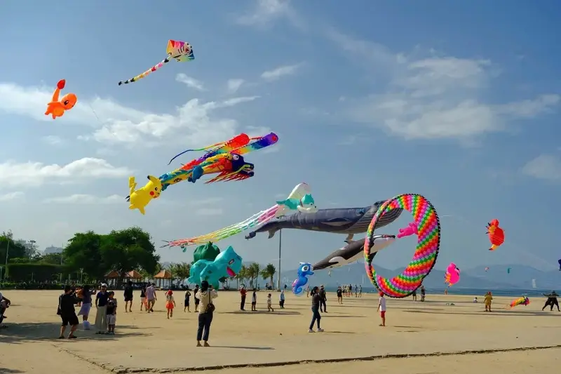 Numerous tourists experience the Giant Kite Festival on the Nha Trang beach - photo 2