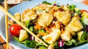 Mango Chicken Salad with Homemade Tropical Dressing: A Refreshing High-Protein Summer Fusion Lunch For Weight Loss