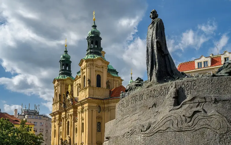 The statue honouring Jan Hus, a national martyr, in Prague’s Old Town Square is a reminder of the Czech Republic’s volatile past - Ratnakorn Piyasirisorost/Moment RF