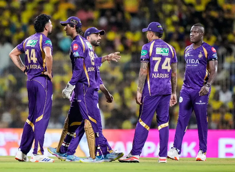 Kolkata Knight Riders players are wearing black armbands against CSK in IPL 2026. 