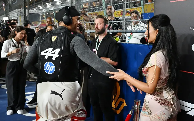 Kardashian wishes Hamilton well before the start of the grand prix - Getty Images/Mark Sutton
