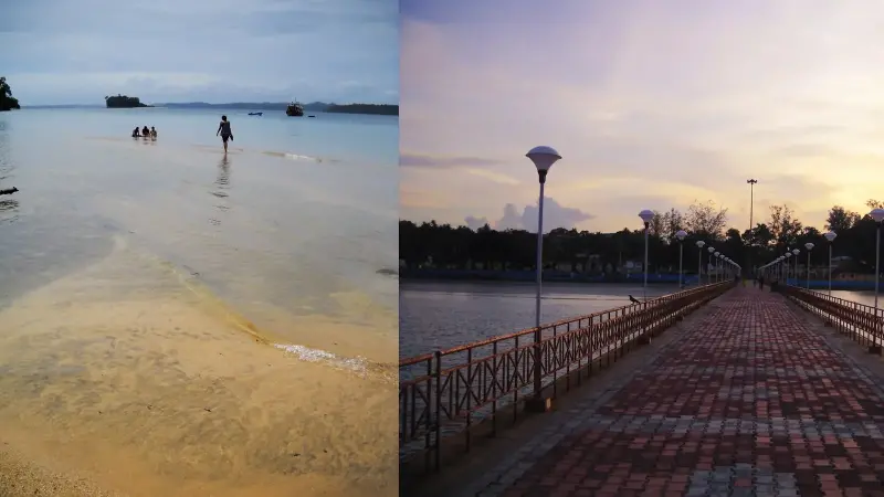 North Bay Island snorkeling point and the Pier at Port Blair.