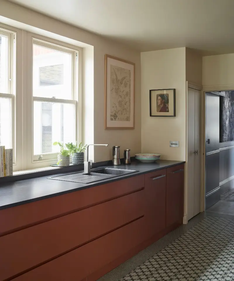 Flat-panel slab doors create uninterrupted surfaces that emphasize clean lines. (Image credit: Future)