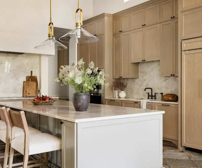 Wood veneer combines the beauty of real timber with the stability of an engineered core. (Image credit: Madeline Harper/ Britt Design Group)