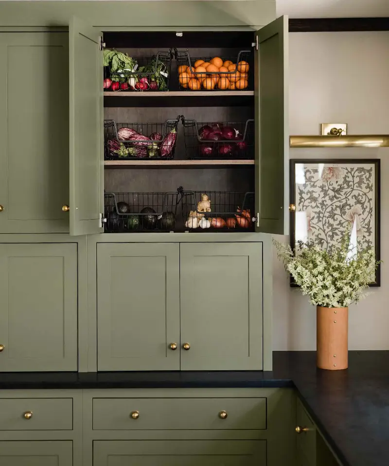 A thoughtfully planned pantry cabinet keeps ingredients organized, accessible and hidden neatly behind closed doors. (Image credit: Madeline Harper/Anastasia Casey)