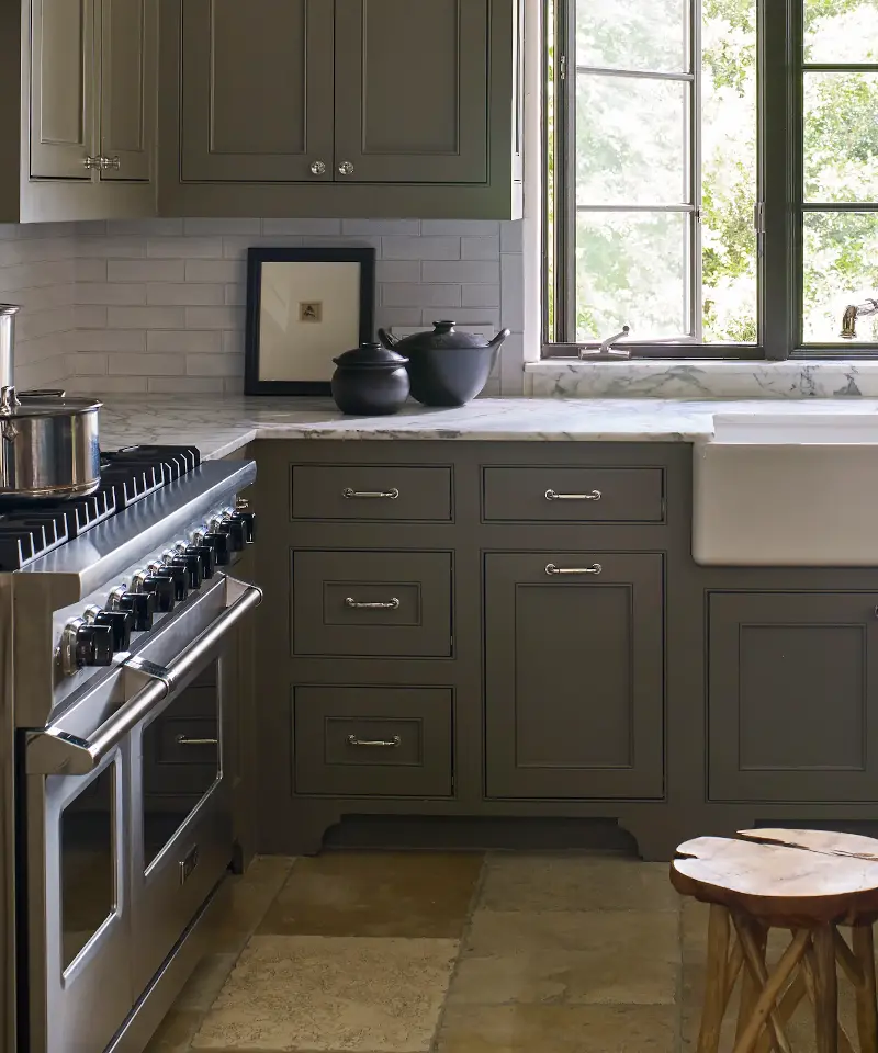 A recessed panel with a subtle beveled edge creates a more traditional look without the ornamentation of a raised-panel door. (Image credit: Adam Kane Macchia/ Mazzarini & Co)
