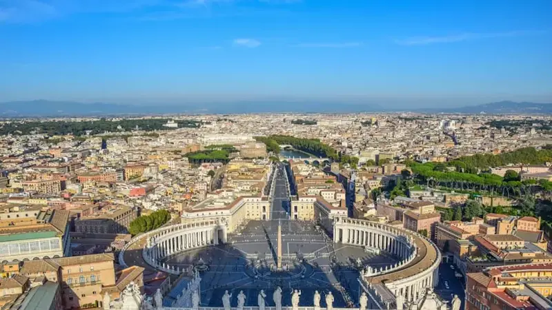 Blue sky over Vatican City viewed from above