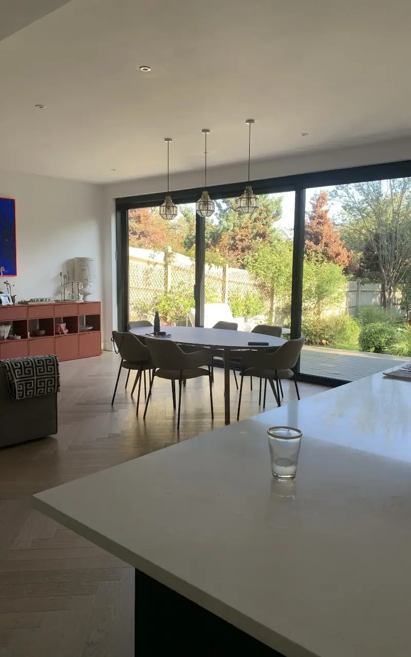 The original kitchen with doors leading to the garden