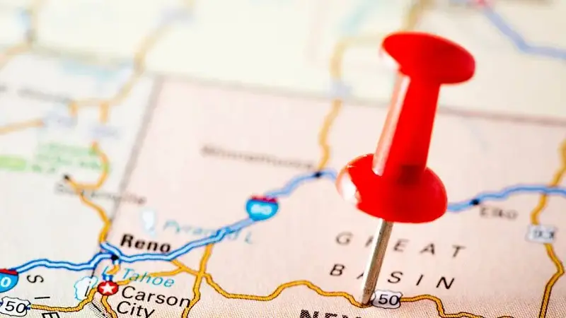 USA states on map: Nevada