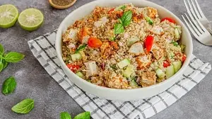 Healthy Grilled Chicken Quinoa Bowl With 47g Protein For Clean Eating Lunch Ideas And Post-Workout Nutrition