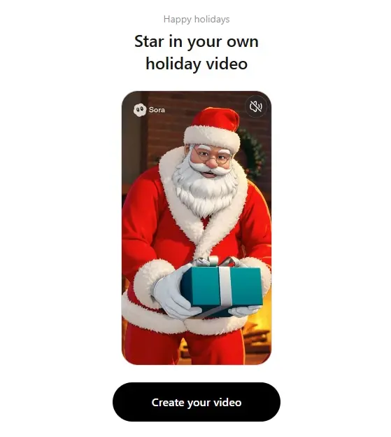 The generated video features Santa Claus, who delivers a playful verdict on the user’s behaviour over the year.