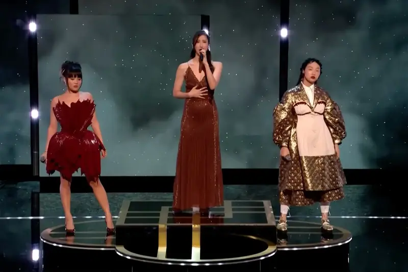 It was the first time the trio were performing ‘Golden’ outside the US (Bafta/YouTube)