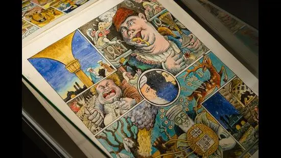 A panel from a 2023 Bengali comic that revisited the great famine of 1770. (Museum of Art & Photography)