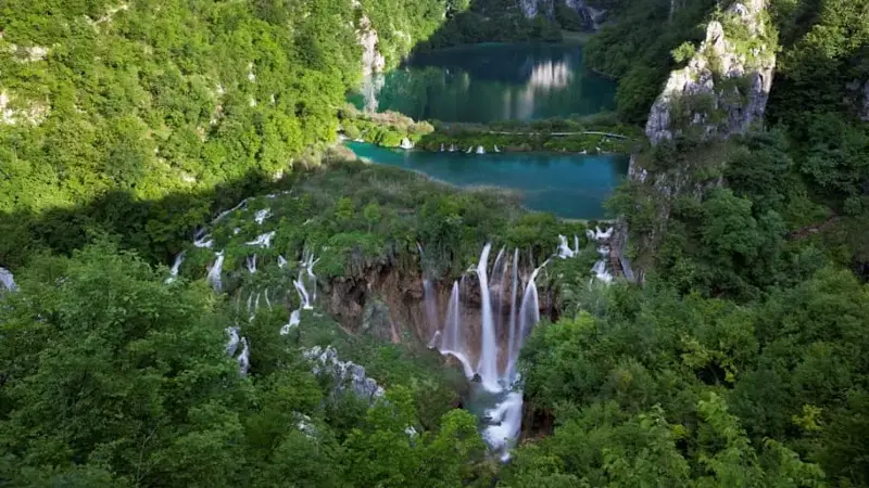 The Plitvice Lakes in Plitvice Lakes National Park in Croatia