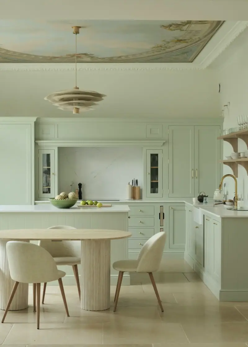 Pale green gets gutsier when you embrace a full wash. (Image credit: Neil Speakman. Stylist: Meaghan Hunter. Design: Neptune)