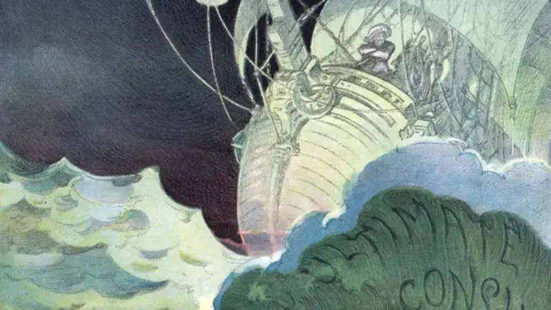 Sketch of the legendary ghostly ship 'The Flying Dutchman'