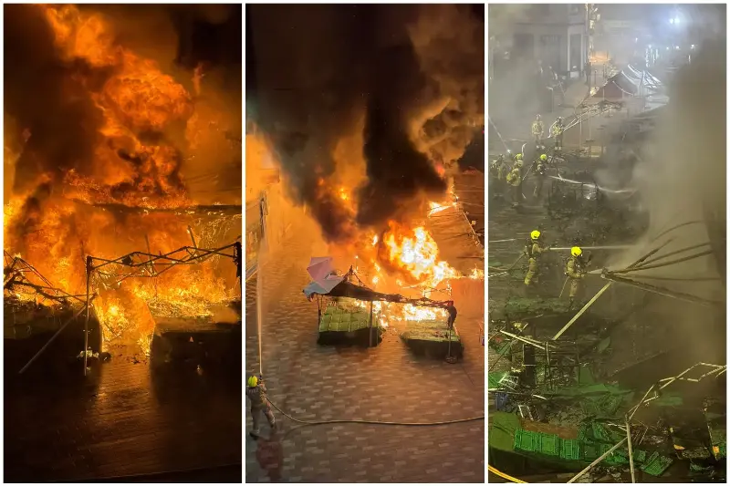 The fire ripped through Kingston Market in the early hours of Tuesday morning (Toni & Guy Kingston)